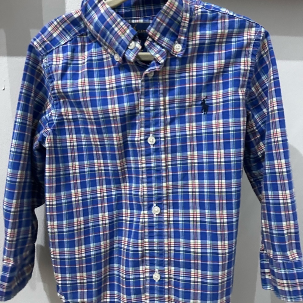 RALPH LAUREN 🐎 Boys Blue Plaid button down - Size 2T - Picture 5 of 6